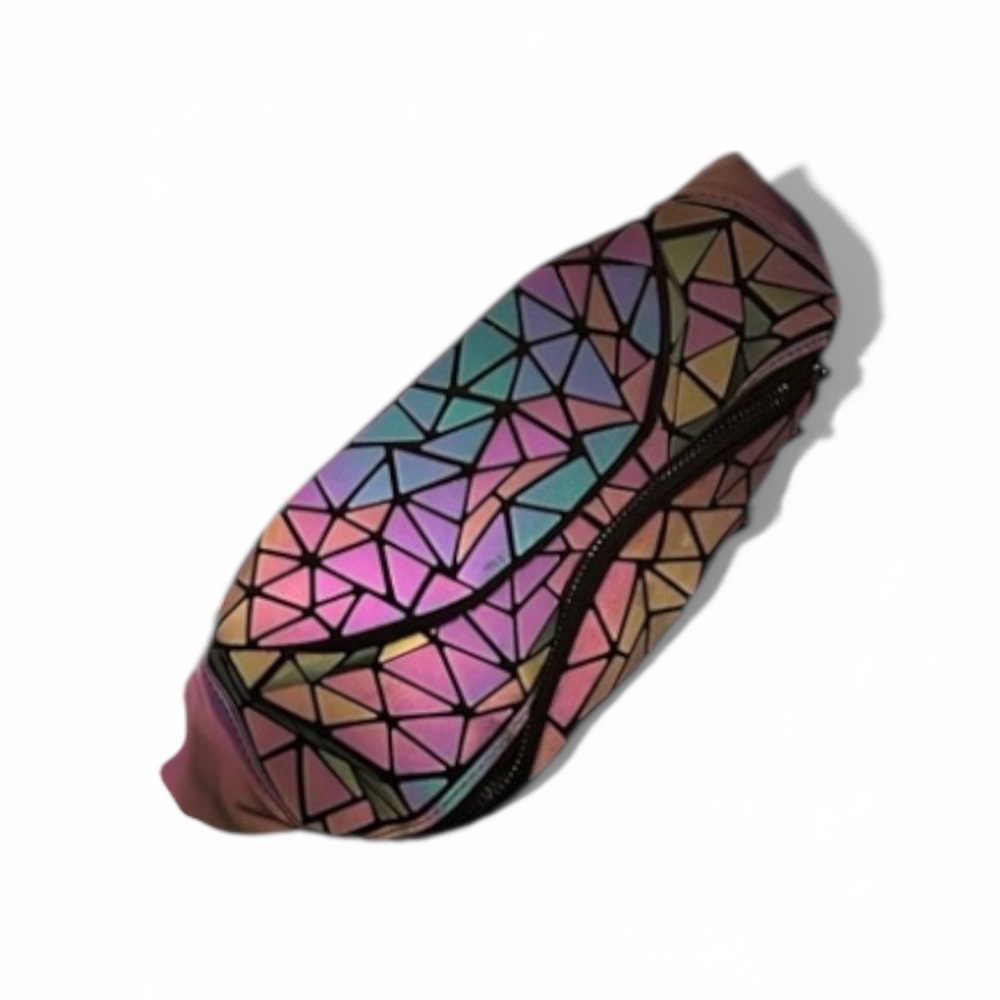 Geometric design Crossbody or Fanny Pack Rave Bag - light reflective - Picture 2 of 3